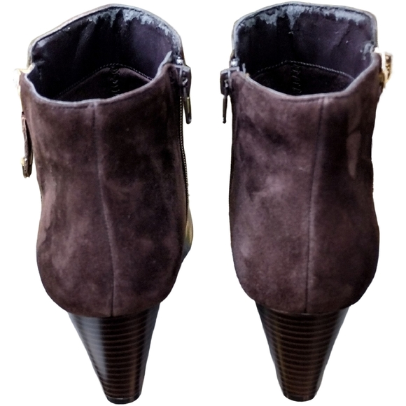 Isaac Mizrahi Leather & Suede Kierra Wedge Ankle Boot, Brown, Size 7.5 W Women's - Picture 4 of 9